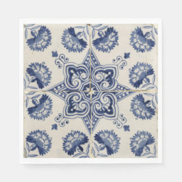Muster der Vintagen blauen geometrischen Blume Serviette