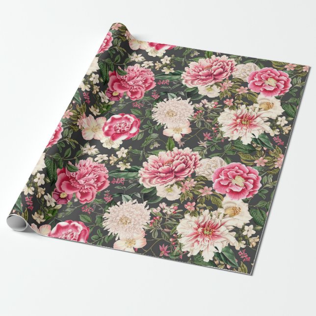 Muster der Vintagen botanischen Blume Geschenkpapier (Ungerollt)