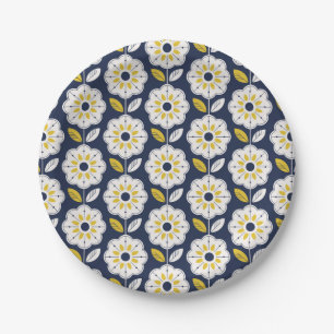 Muster der Vintagen geometrischen Blume Pappteller