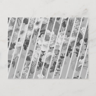 Muster der Vintagen, grauen, floralen Streifen Postkarte
