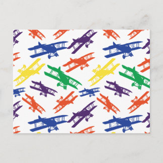 Muster der Vintagen zweistufigen Flugzeugmuster Postkarte