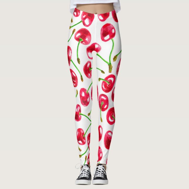 Muster der Wasserfarbenkirschen Leggings (Vorderseite)