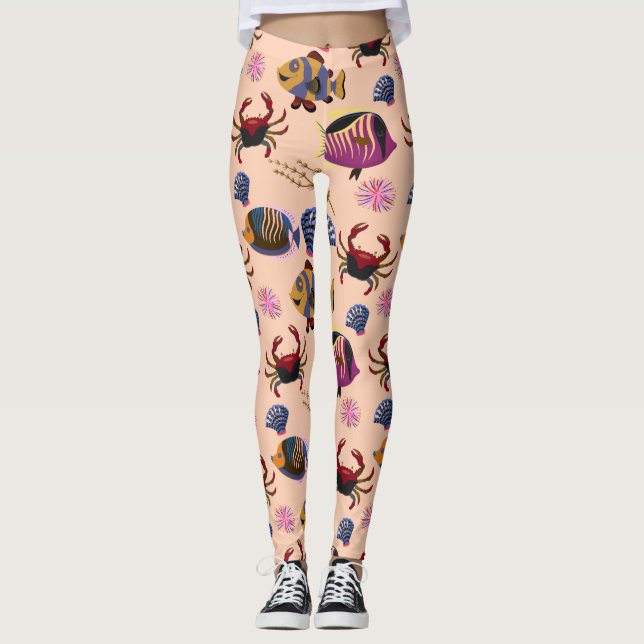 Muster der Wassertiere | Meeresunterwasser 10 Leggings (Vorderseite)