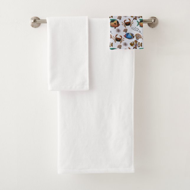 Muster der Wassertiere | Meeresunterwasser 14 Badhandtuch Set (Insitu)