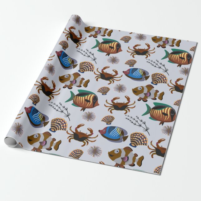 Muster der Wassertiere | Meeresunterwasser 14 Geschenkpapier (Ungerollt)
