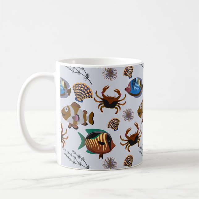 Muster der Wassertiere | Meeresunterwasser 14 Kaffeetasse (Links)