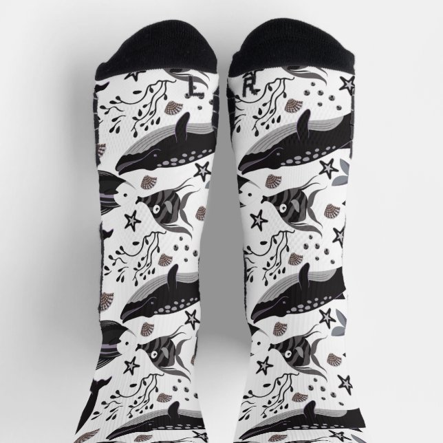 Muster der Wassertiere | Meeresunterwasser 16 Socken (Oben)