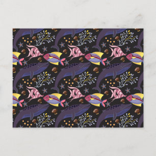 Muster der Wassertiere   Meeresunterwasser 21 Postkarte