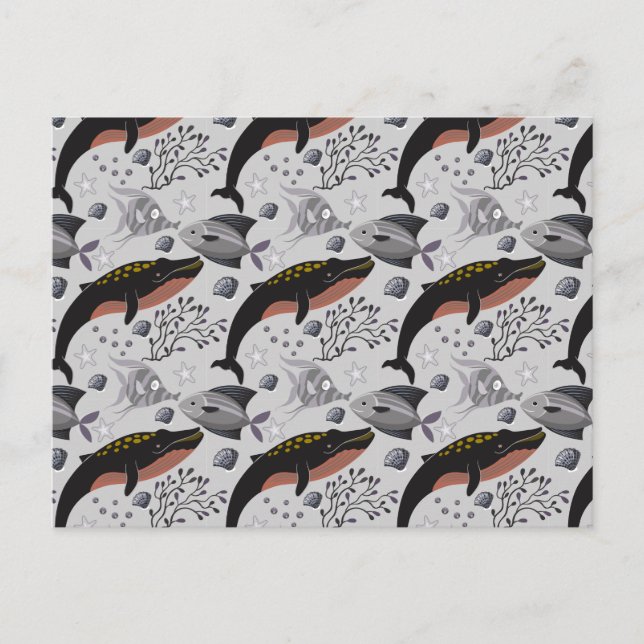 Muster der Wassertiere | Meeresunterwasser 22 Postkarte (Vorderseite)