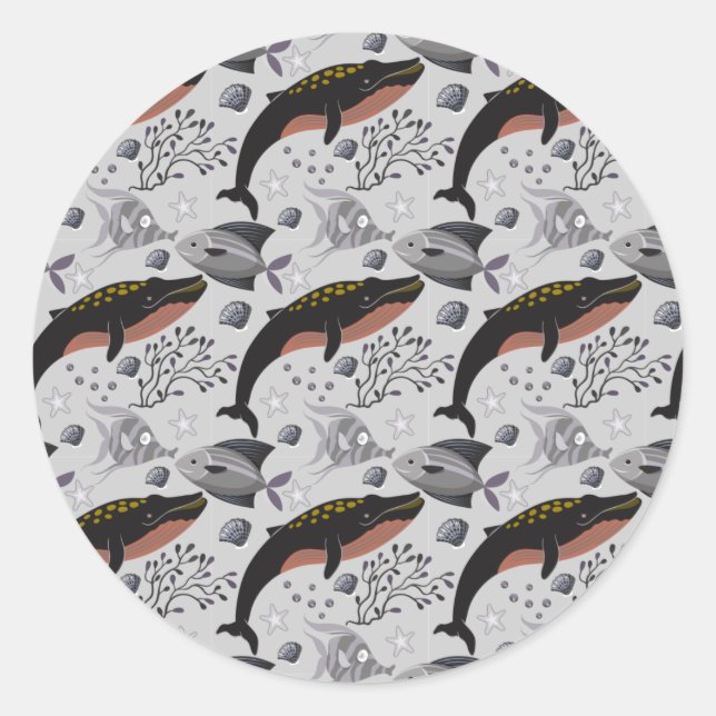 Muster der Wassertiere | Meeresunterwasser 22 Runder Aufkleber (Vorderseite)