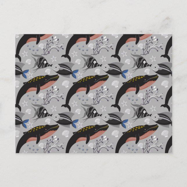Muster der Wassertiere | Meeresunterwasser 23 Postkarte (Vorderseite)