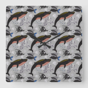 Muster der Wassertiere   Meeresunterwasser 23 Quadratische Wanduhr