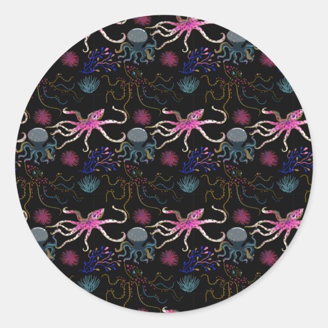 Muster der Wassertiere | Meeresunterwasser 28 Runder Aufkleber (Vorderseite)