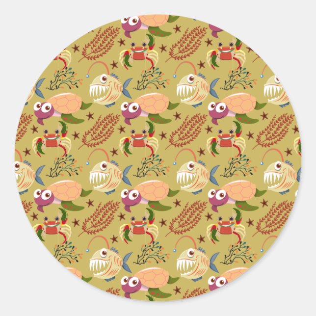 Muster der Wassertiere | Meeresunterwasser 31 Runder Aufkleber (Vorderseite)