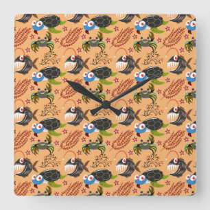 Muster der Wassertiere   Meeresunterwasser 32 Quadratische Wanduhr