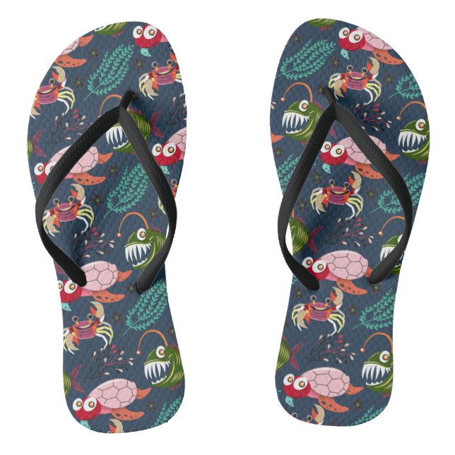 Muster der Wassertiere | Meeresunterwasser 34 Flip Flops (Fußbett)