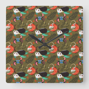 Muster der Wassertiere   Meeresunterwasser 36 Quadratische Wanduhr