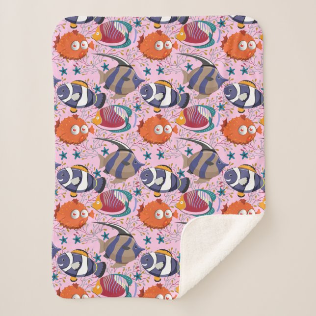 Muster der Wassertiere | Meeresunterwasser 39 Sherpadecke (Vorderseite)