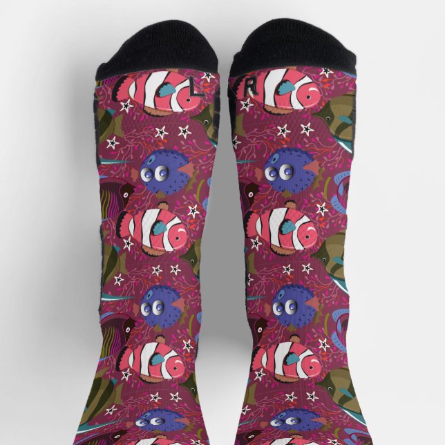 Muster der Wassertiere | Meeresunterwasser 46 Socken (Oben)