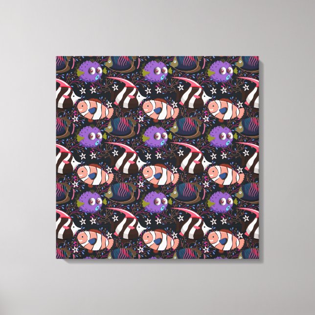 Muster der Wassertiere | Meeresunterwasser 47 Leinwanddruck (Vorderseite)