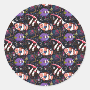 Muster der Wassertiere   Meeresunterwasser 47 Runder Aufkleber