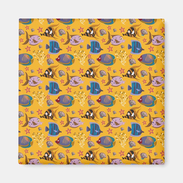 Muster der Wassertiere | Meeresunterwasser 6 Magnet (Vorne)