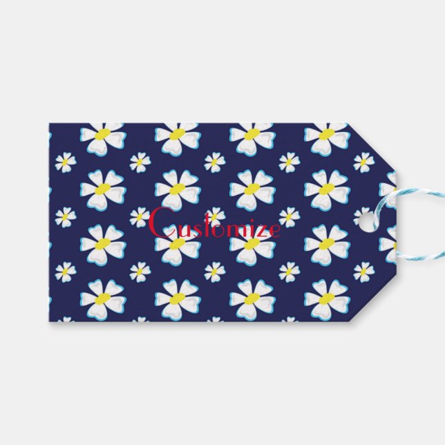Muster der weißen Blume Thunder_Cove Geschenkanhänger (Vorderseite (Horizontal))