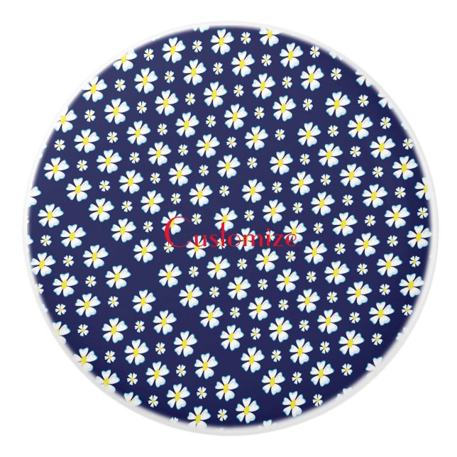 Muster der weißen Blume Thunder_Cove Keramikknauf (Vorderseite)