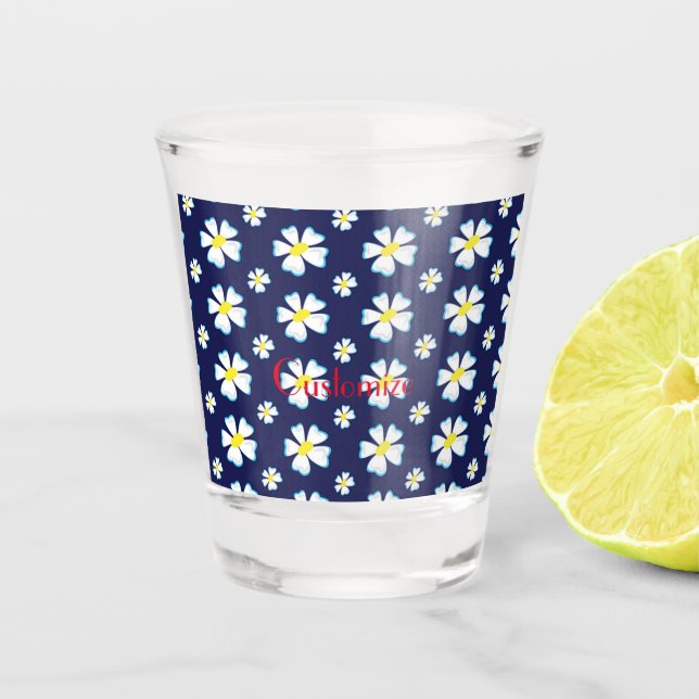 Muster der weißen Blume Thunder_Cove Schnapsglas (Vorderseite)
