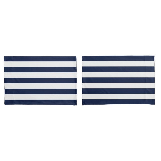Muster der weißen Navy Blue Strips {Farbe} Kissenbezug (Vorderseite-Set)