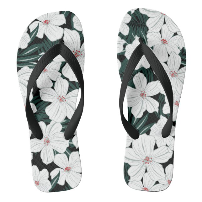 Muster der weißen tropischen Blume Flip Flops (Fußbett)