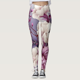 Muster der weißen und violetten Orchideen Leggings