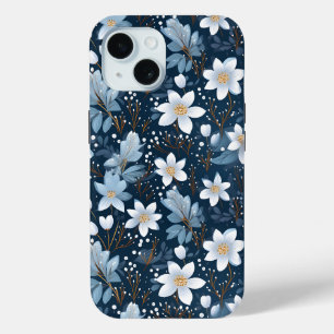 Muster der weißen Winter-Blume Case-Mate iPhone Hülle