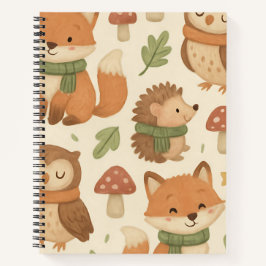 Muster der Whimsical Woodland Animals Notizbuch