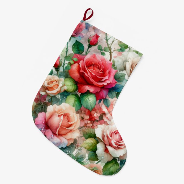 Muster der Whimsikschen Rose Großer Weihnachtsstrumpf (Vorderansicht (hängend))