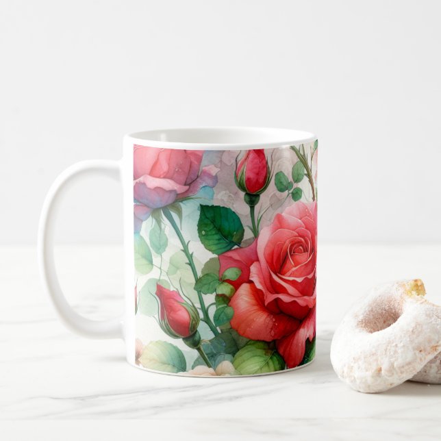 Muster der Whimsikschen Rose Kaffeetasse (Mit Donut)