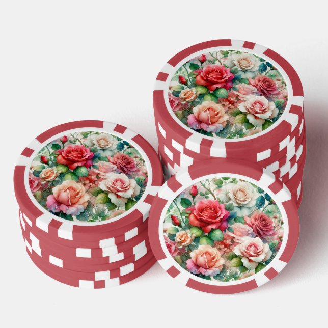 Muster der Whimsikschen Rose Pokerchips (Stapel)