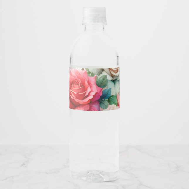 Muster der Whimsikschen Rose Wasserflaschenetikett (Vorderseite)