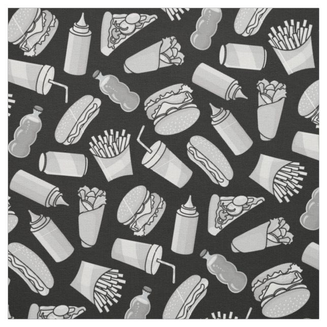 Muster der White Fast Food Icons Stoff (Muster)