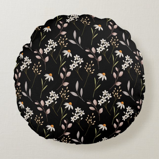 Muster der Wildblume Rundes Kissen (Vorderseite)