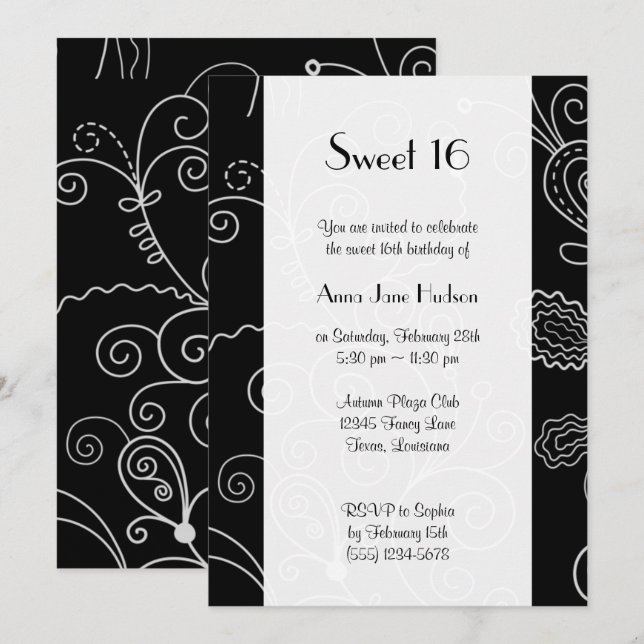 Muster der Wirbel, Wirbles Muster, süß 16 Einladung (Vorne/Hinten)