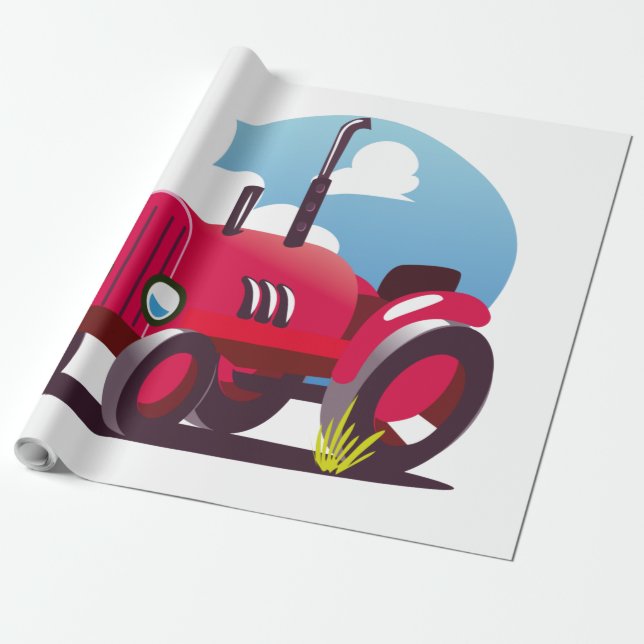 Muster der Zugmaschine (blauer Hintergrund) Geschenkpapier (Ungerollt)