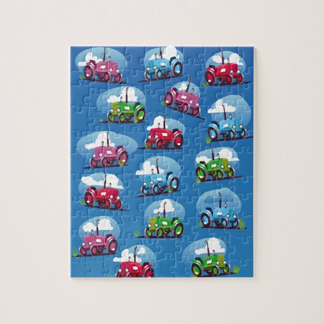 Muster der Zugmaschine (blauer Hintergrund) Puzzle (Vertikal)