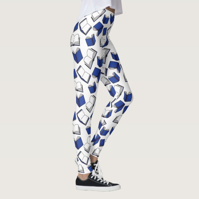 Muster des Bibliothekarbilds "Blue and White Books Leggings (Rechts)