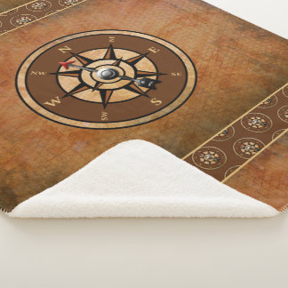 Muster des braunen Nautic Compass Sherpadecke