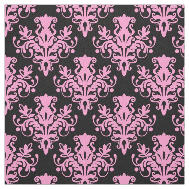 Muster des Damast-02 - Rosa auf Schwarzem Stoff (Muster)