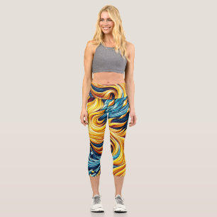 Muster des geometrischen Musters des gelben Feuers Capri Leggings