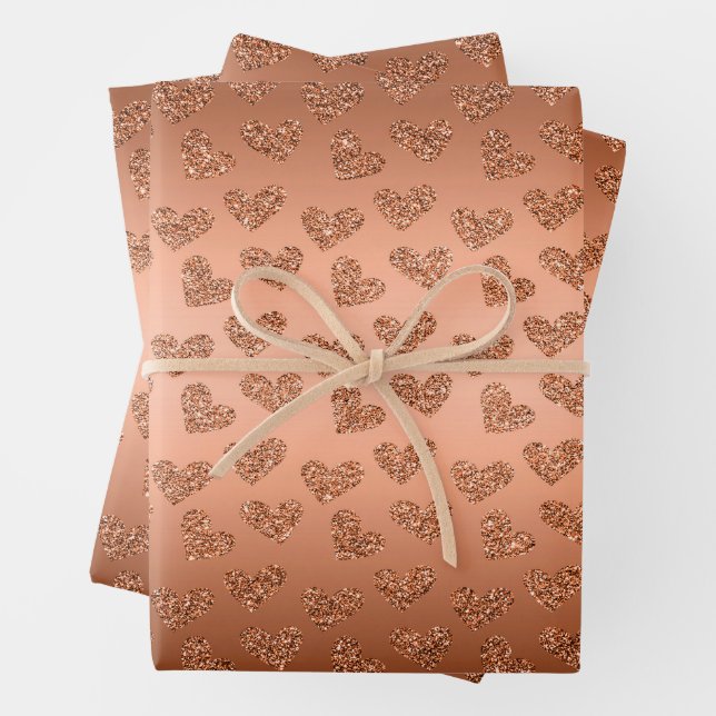 Muster des Glitzer für Kupferherde Geschenkpapier Set (Beispiel)