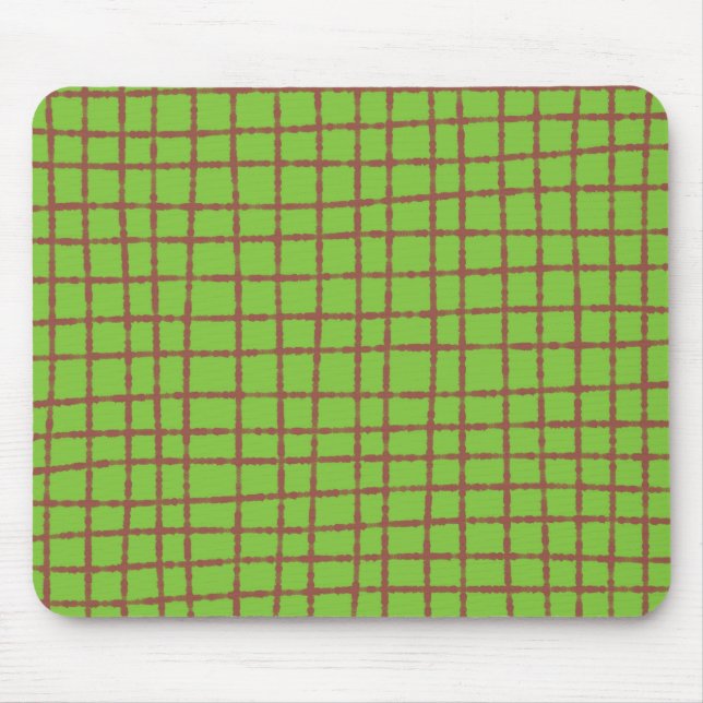 Muster des grünen und braunen Karos elegant funkti Mousepad (Vorne)