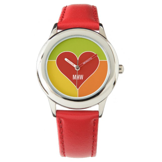 Muster des Herzmusters für benutzerdefinierte Mono Armbanduhr (Vorderseite)